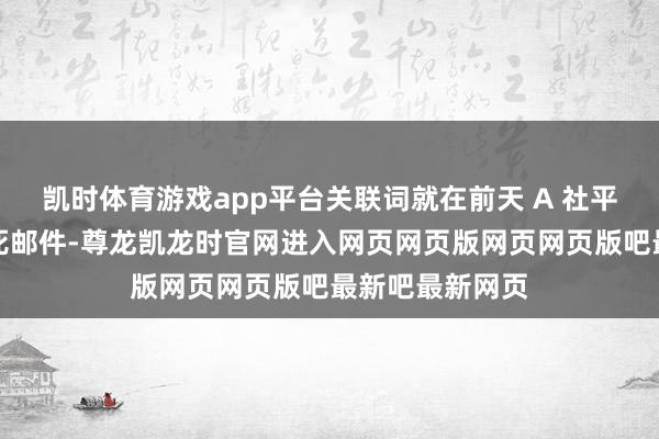 凯时体育游戏app平台关联词就在前天 A 社平直给我发了致死邮件-尊龙凯龙时官网进入网页网页版网页网页版吧最新吧最新网页